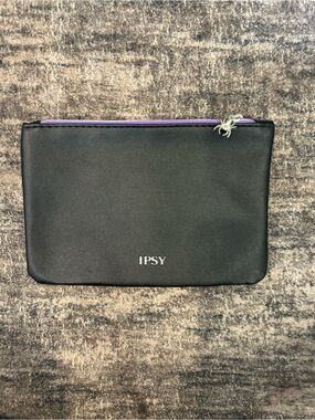 ipsy Black Makeup Pouch with Purple Zipper and Spider Charm